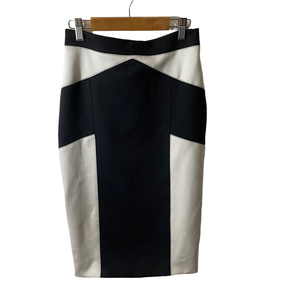 Marco Bologna Black / White Colorblock Scuba Pencil Skirt Size 42 or 8